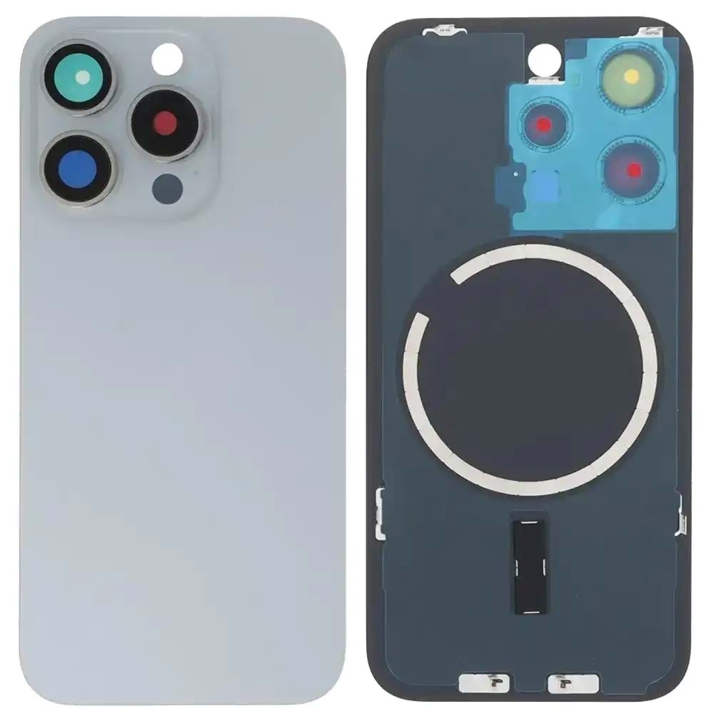 İPHONE 15 PRO ARKA KAPAK BEYAZ KAMERA CAMLI