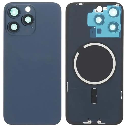 İPHONE 15 PRO MAX ARKA KAPAK MAVİ KAMERA CAMLI