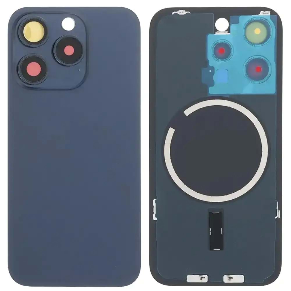 İPHONE 15 PRO ARKA KAPAK MAVİ KAMERA CAMLI